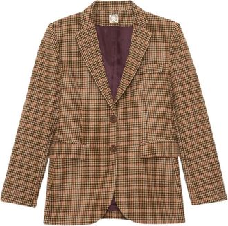 Ines De La Fressange Louane Geruite Jas - Dames - Blazers - Bruin - 2XS - Wol - Jassen