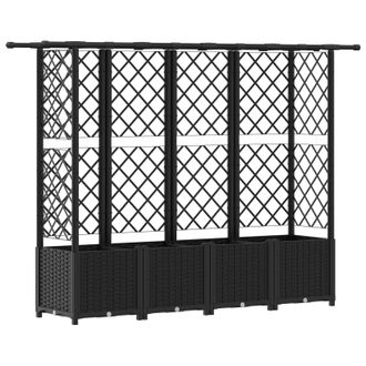 vidaXL Cama Elevada Con Trellis Y Techo Negro 202 X 40 X 138 Cm Pp Vidaxl