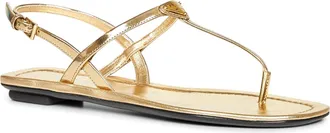 Prada Womens Gold Metallic Leather Thong Sandals Calf