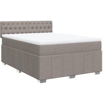 vidaXL Cama Box Spring Con Colch&oacute;n Tela Gris Taupe 140x190 Cm Vidaxl