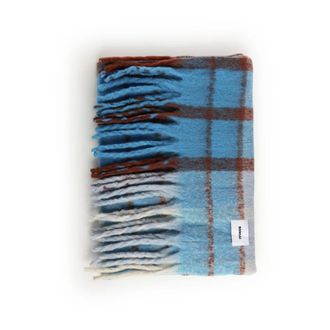 BONSAI Checked Scarf With Logo - male - Bonsai - Winter Scarves - Blue - ONE SIZE - Accessories