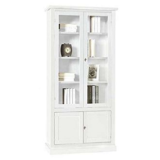 Milani Home Juliet - Mobile Con Vetrina In Legno Massello Cm 90 X 41 X 186 H