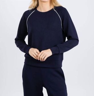 Elliott Lauren Comfort Zone Raglan Sleeve Pullover Sweater In Navy