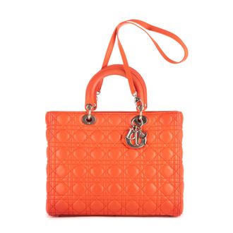 Dior Pre-owned Womens Large Lady-D Shoulder Bag - Orange - One Size