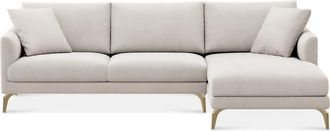 Castlery Lena Chaise Sectional Sofa Right Facing Customized, (Performance Fleece) Cream (Brass Legs), Spill Resistant, Removable Covers for Sofas by Castlery