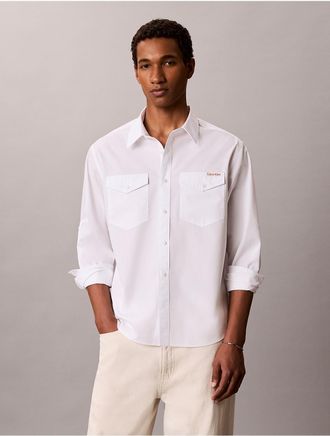 Calvin Klein Jeans Calvin Klein Mens Utility Washed Poplin Easy Shirt - Open White - XL