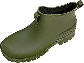 Generic Wellies Women Couples Low Cut Fashion Short Tube Chelsea Waterproof Rubber Rain Boots Ladies Waterproof Short Ankle Rain Boots(Green, 6.5)