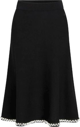 Karl Lagerfeld Line Pearl Knit Skirt - Dames - Midirokken - Zwart - L - Rokken