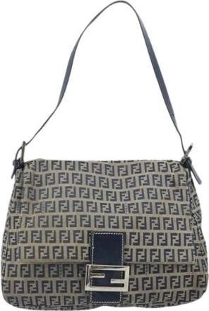 Fendi Pre-owned Shoulder Bags, female, Blue, Size: ONE SIZE Pre-owned Canvas Shoulder Bag