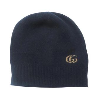 Gucci Pre-owned GG Cashmere Wool Beanie - Heren - Vintage Accessoires - Blauw - ONE Size - Wol - Vintage