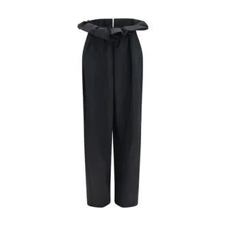 Khaite Black Wool Oves Aries Casual Womens Pants