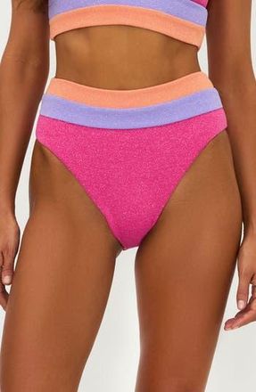 Beach Riot Heidi Colorblock High Waist Bikini Bottoms in Coral Bay Colorblock at Nordstrom Rack, Size X-Small