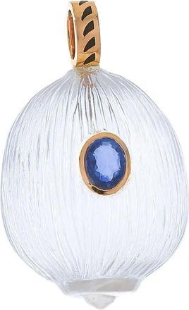 Dezso by Sara Beltran 18K rose gold Classic Carved Coquite Shell quartz and sapphire charm - Rosa
