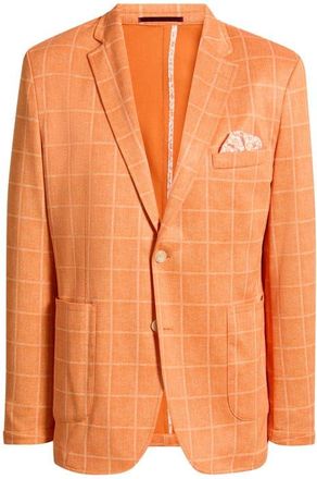 Johnston & Murphy Game Day XC Flex Pinnacle Orange Windowpane Check Knit Sport Coat in Orange Plaid at Nordstrom, Size Medium