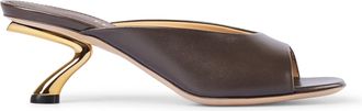 Ferragamo Sculptural Gold Kitten Heel Sandals
