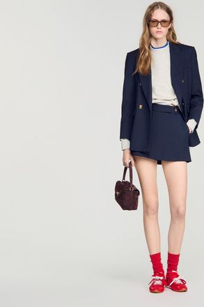 Sandro Striped wool skort