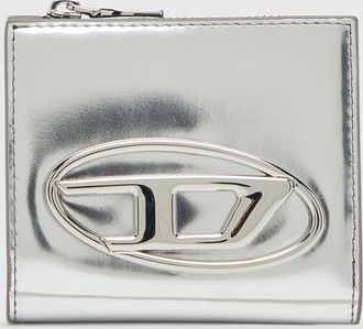Diesel Bi-fold card holder in mirrored leather - Small Wallets - Woman - Silver