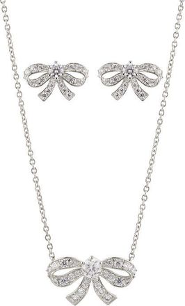 Nadri Bow Necklace & Earrings Set in Rhodium at Nordstrom