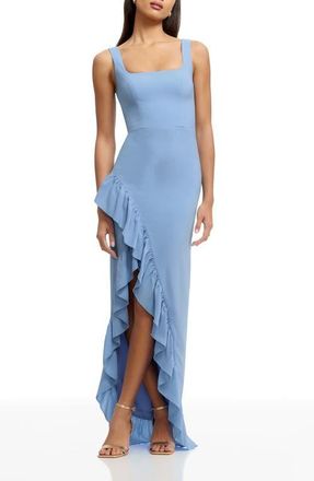 Dress The Population Charlene Ruffle Gown in Sky at Nordstrom, Size X-Small