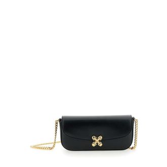 Alexander McQueen Black Healthier Small Skull Flower Crossbody Bag