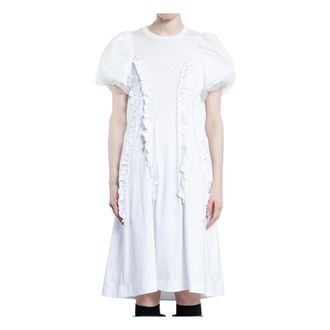 Simone Rocha Midi Dresses, female, White, Size: M Tulle Overlay Multi Ruffle Frill Dress