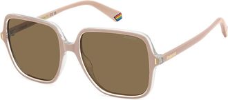 Polaroid Sunglasses, female, Brown, 56 MM, Pink/Light Brown Sunglasses