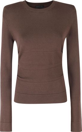 Dondup Chocolate Brown Viscose-Blend Ribbed Slim Sweater