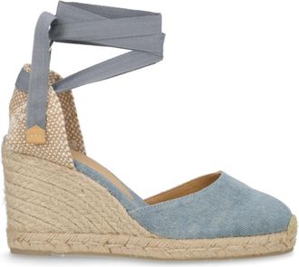 Castaner Blue Solid Lace-up Wedges