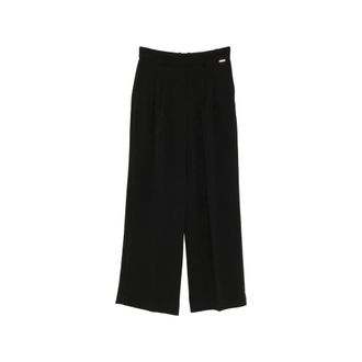 Calvin Klein Cr&ecirc;pe pantalon met wijde pijpen en plooien - Dames - Broeken - Zwart - Maat: M Zijde