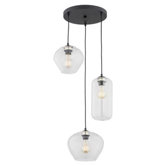 Netlighting Kalimera Cluster Pendant Ceiling 3 Light Transparent Black Matt