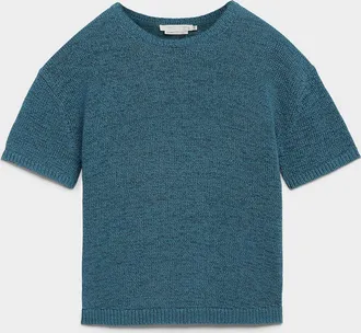 Contemporaine Womens Ribbon-knit loose sweater