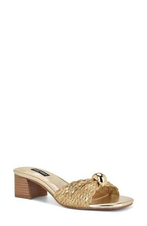 Nine West Gerry Block Heel Sandal in Gold at Nordstrom, Size 9.5