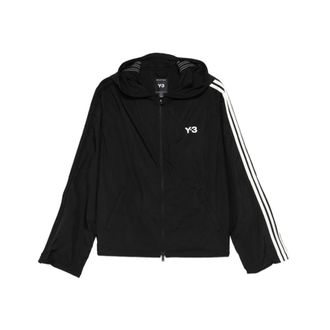 Yohji Yamamoto Loose Fit Wired 3-Striped Nylon Track Top - female - Y-3 - Training Jackets - Black - M - Sport