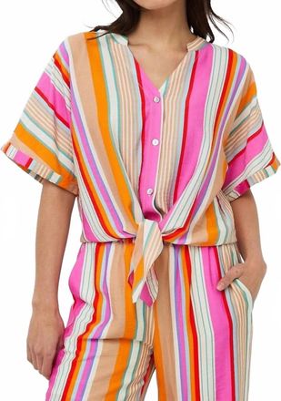 Esqualo Striped Knot Blouse In Print