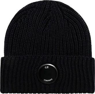 C.P. Company C.p. Company - Ribbed Beanie - unisex - Accessoires - Zwart - Maat: ONE Size Wol