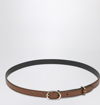 Gucci Thin brown belt with oval buckle