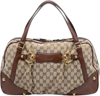 Gucci Pre-owned Handbags, female, Beige, Size: ONE SIZE Pre-owned Jockey Boston Bag