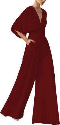 Generic Jumpsuit for Women UK Wedding Guest Elegant Wide Leg One-Piece Long Playsuit Ladies Baggy Flowy Dungarees High Waisted Palazzo Trousers Suits Evening 