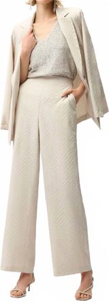 Joseph Ribkoff Jacquard Geometrical Texture Wide Leg Pull-On Pants In Moonstone