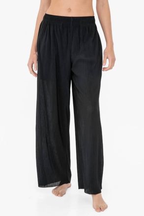 Mono B Micro Pleated Wide Leg Pants In Black
