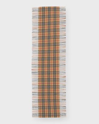 Burberry Vintage Check Fringe Cashmere Scarf
