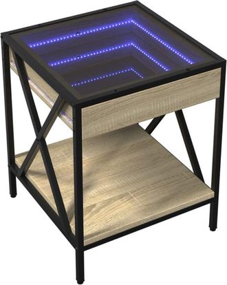 vidaXL Vidaxl - Mesa de centro con Infinity led roble Sonoma 40x40x49 cm