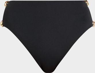 SIMKHAI Tyas Studded High-Waist Bikini Bottoms