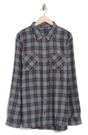 Travis Mathew Cloud Plaid Flannel Button-Up Shirt in Heather Black/Red at Nordstrom Rack, Size Medium