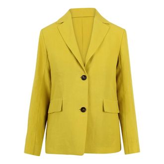 Max Mara Blazers, female, Yellow, Size: XS Single-breasted pure linen jacket