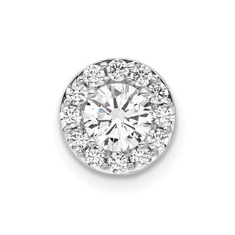 Diamond2Deal 14K White Gold Lab Grown Diamond Round Halo Chain Slide Pendant (0.71ct, VS, G-H)