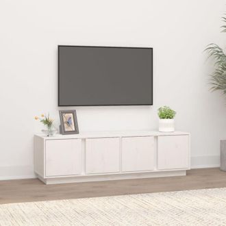 vidaXL Mobile Porta TV Bianco 140x40x40 cm in Legno Massello di Pino vidaXL