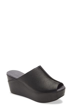 Chocolat Blu Wynn Peep Toe Mule in Black Leather at Nordstrom, Size 9.5