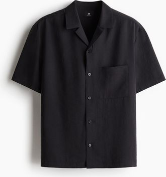 H&M Freizeithemd in Loose Fit - Schwarz