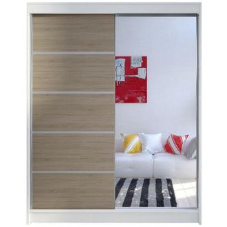 Mirjan24 Armario Closico 143, Blanco + Roble Sonoma, 200x150x58cm, Puertas De Armario: Correderas, N&uacute;mero De Estantes: 5